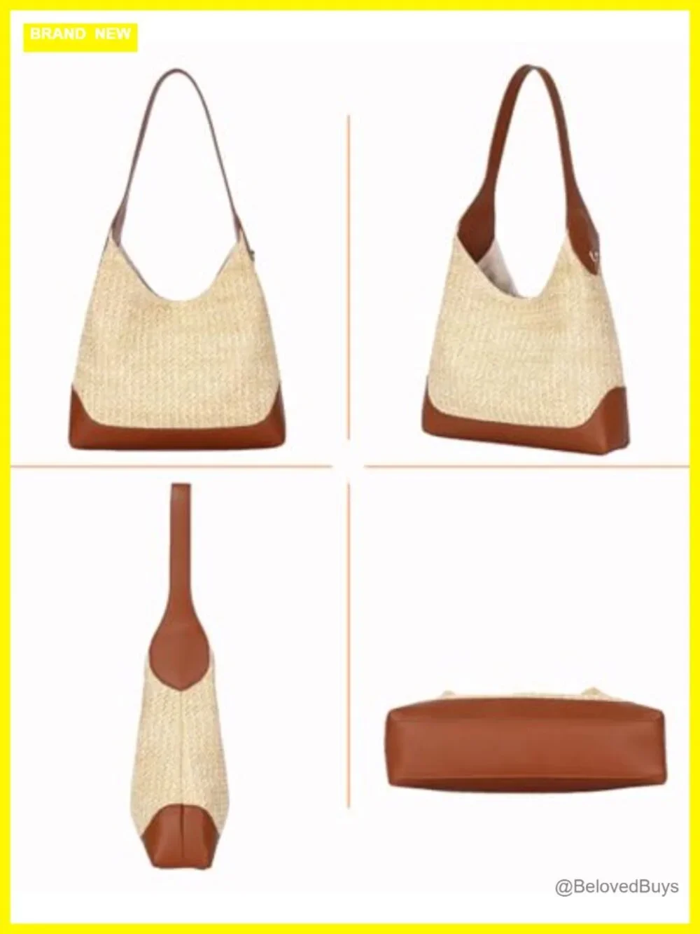 Straw Woven Hobo Shoulder Tote Bag | Slouchy Beach Raffia Handbag